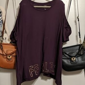 Purple fearless Livi Active cold shoulder top